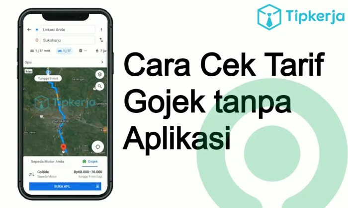 Cek tarif gojek tanpa aplikasi