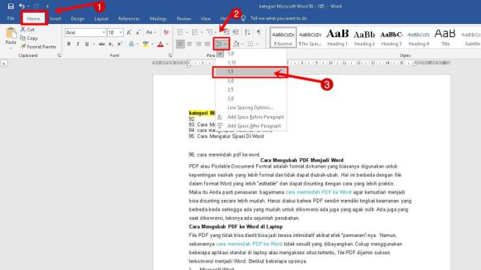 Cara mengatur spasi di word hp