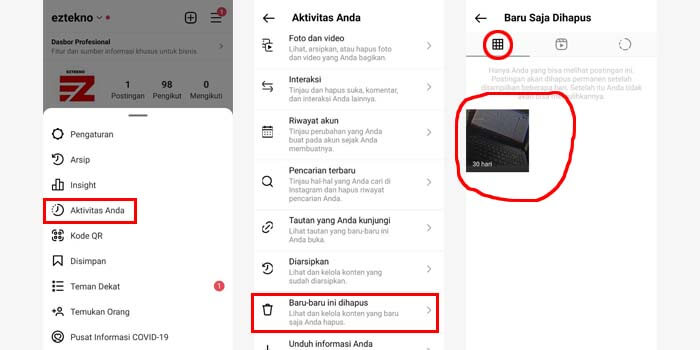 Cara mengembalikan story ig yang dihapus