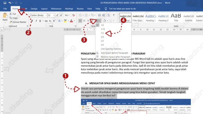 Cara mengatur spasi di word hp