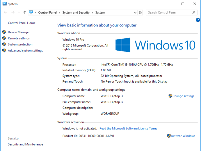 Spesifikasi windows 10