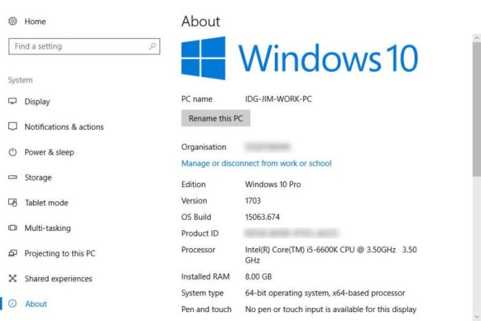 Spesifikasi windows 10