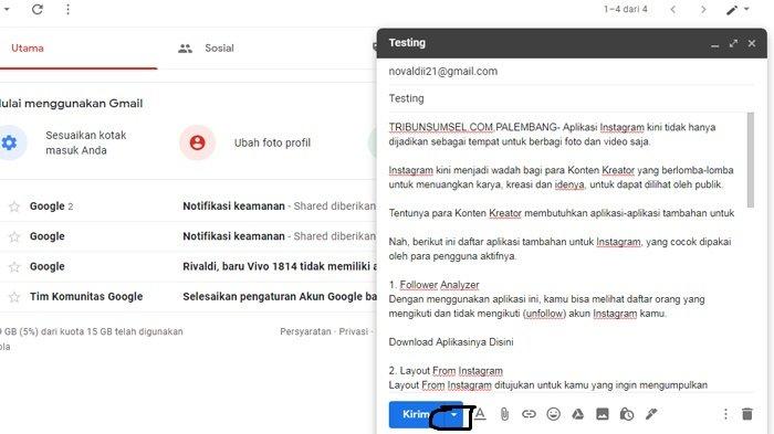 Kirim email ke whatsapp