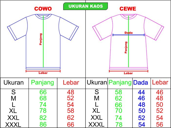 Kaos nyanyian raya ukuran