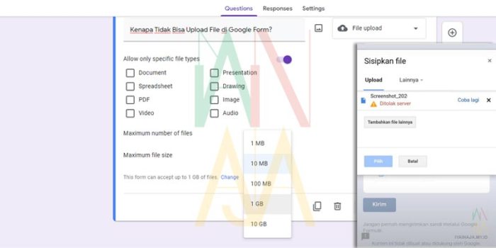 Kenapa tidak bisa upload file di google form