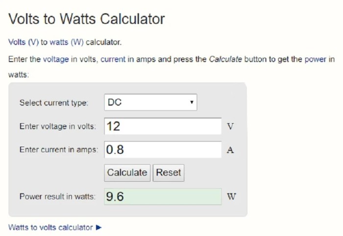 12 ampere berapa watt