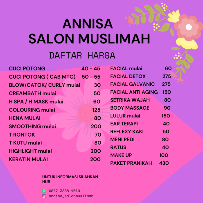 Daftar harga perawatan rambut di salon